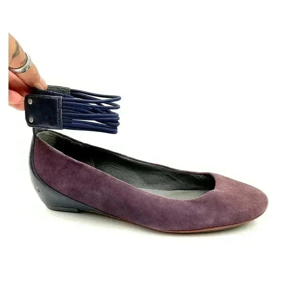 Tsubo Gylda Women's Ankle Strap Wedges Purple Navy Suede Shoes Sz 7 Flats - Picture 7 of 9